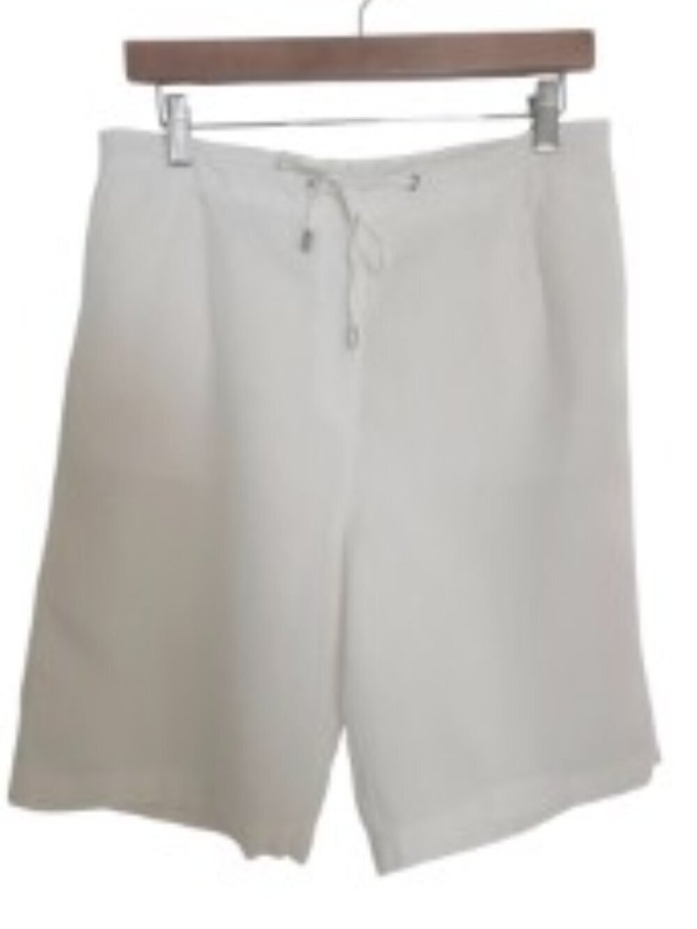 Chico's White Linen Tie Front Pull On Shorts Medium
